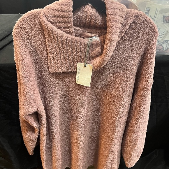 NWT BAREFOOT DREAMS COZYCHIC SOLID KNIT PULLOVER SWEATER TUNIC ROSE QUARTZ L - Picture 4 of 7